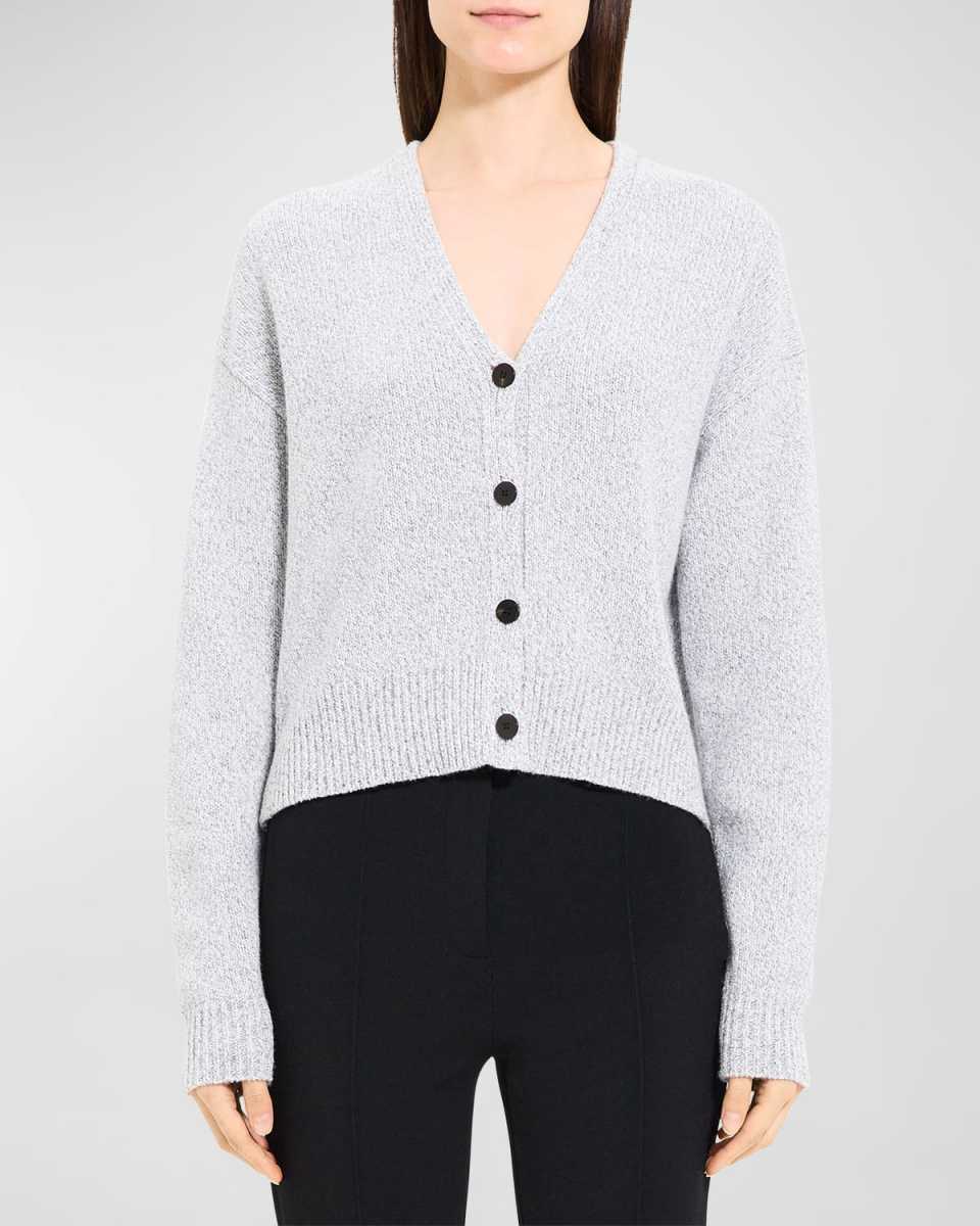 Cropped Cashmere and Wool Boucle Cardigan